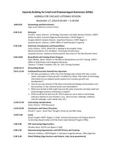 Capacity Building for Small and Disadvantaged Businesses (SDBs): Agenda for Chicago Listening Session