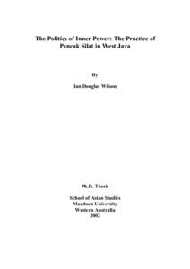 The Politics of Inner Power: The Practice of Pencak Silat in West Java By Ian Douglas Wilson