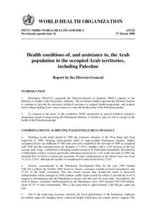 WORLD HEALTH ORGANIZATION FIFTY-THIRD WORLD HEALTH ASSEMBLY Provisional agenda item 16 A53[removed]March 2000