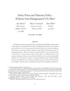 Sticky Prices and Monetary Policy: Evidence from Disaggregated U.S. Data∗ Jean Boivin† Marc P. Giannoni‡