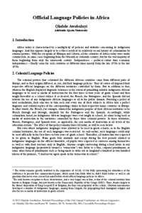 Official Language Policies in Africa Ọladele Awobuluyi Adekunle Ajasin University