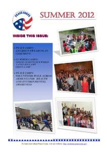 SUMMER 2012 INSIDE THIS ISSUE:   PEACE CORPS