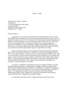 October 17, 2006 SBAR Panel Letter to EPA Administrator Stephen L. Johnson