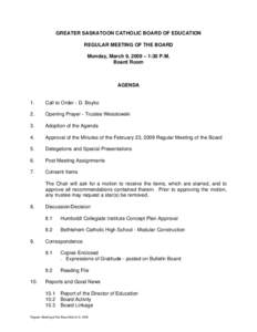 Microsoft Word - March 9 Catholic Board Meeting Agenda.doc