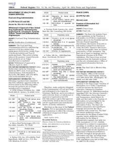 [removed]Federal Register / Vol. 79, No[removed]Thursday, April 10, [removed]Rules and Regulations DEPARTMENT OF HEALTH AND HUMAN SERVICES