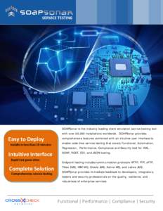 SERVICE TESTING  SOAPSonar is the industry leading client emulation service testing tool Easy to Deploy