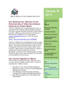 March Edition of the Woodinville Wire  City Seeking Your Opinion on the Potential Use of Video Surveillance Cameras for Public Safety