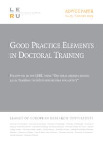 Good Practice Elements in Doctoral Education. LERU