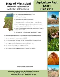 Mississippi Department of Agriculture and Commerce / Food and drink / Sustainable agriculture / Biology / Paddy field / Rice cultivation in Arkansas / Rice / Tropical agriculture / Agriculture