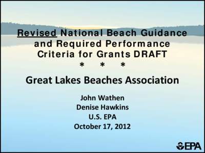 Stakeholder Meeting on EPA’s Development of New or Revised Recreational Water Quality Criteria