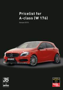 Pricelist for A-class (W 176) Version 07/13 Prices and technical specifications are subject to change without prior notice! Errors reserved! All stated performance figures are approximate values. They are dependent on v