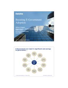 Boosting E-Government Adoption William D Eggers Global Director, Deloitte ResearchPublic Sector FTA Annual Conference June 2004