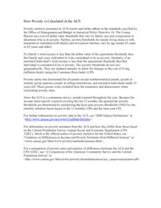 Development / Poverty thresholds / American Community Survey / Poverty / Consumer price index / Current Population Survey / Inflation / Poverty in the United States / United States Census Bureau / Economics / Socioeconomics