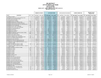 BID ABSTRACT CITY OF NORTH LAS VEGAS COLTON CHANNEL CIP Project NoBID NOLABOR COMMISSION NO. PWP CLBID DATE: July 8, 2014