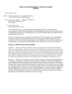 Regional Response to National Remedy Review Board Recommendations - Cornell-Dubilier Electronics Superfund Site