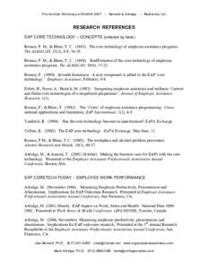Pre-Institute Workshop at EASNA 2007 – Bennett & Attridge  – Reference List RESEARCH REFERENCES EAP CORE TECHNOLOGY – CONCEPTS (ordered by date)