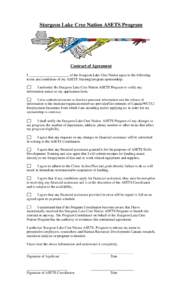 Sturgeon Lake Cree Nation ASETS Program  Contract of Agreement I ______________________, of the Sturgeon Lake Cree Nation agree to the following terms and conditions of my ASETS Training/program sponsorship: I authorize 