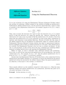 Difference Equations to Differential Equations Section 4.4 Using the Fundamental Theorem