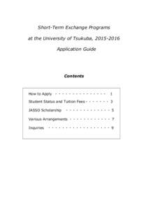 Short-Term Exchange Programs at the University of Tsukuba, [removed]Application Guide Contents