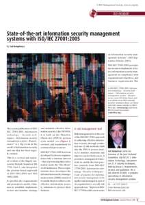 © ISO Management Systems, www.iso.org/ims  ISO INSIDER State-of-the-art information security management systems with ISO/IEC 27001:2005