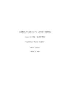 INTRODUCTION TO MORI THEORY Cours de M2 – Universit´e Paris Diderot Olivier Debarre March 11, 2016