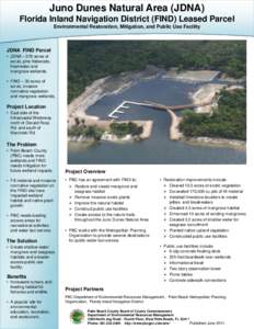 Juno Dunes Natural Area (JDNA) Florida Inland Navigation District (FIND) Leased Parcel Environmental Restoration, Mitigation, and Public Use Facility JDNA FIND Parcel • JDNA – 578 acres of