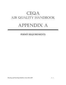 CEQA AIR QUALITY HANDBOOK APPENDIX A PERMIT REQUIREMENTS