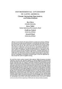 E N V I RO N M E N TA L C I T I Z E N S H I P I N L AT I N A M E R I C A Climate, Intermediate Organizations, and Political Subjects Ben Orlove Columbia University