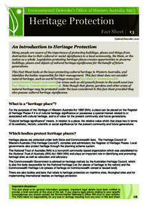Environmental Defender’s Office of Western Australia (Inc.)  Heritage Protection Fact Sheet  13