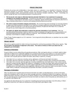 Aflac / Data privacy / Internet privacy / Health Insurance Portability and Accountability Act / Privacy / Confidentiality / Insurance / Personally identifiable information / Aflacts / Ethics / Privacy law / Companies listed on the New York Stock Exchange