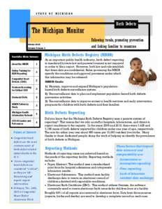 STATE OF MICHIGAN  Birth Defects The Michigan Monitor