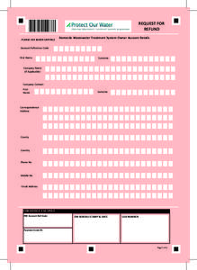 REQUEST FOR REFUND PLEASE USE BLOCK CAPITALS Domestic Wastewater Treatment System Owner Account Details