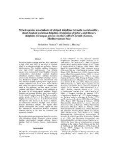 Aquatic Mammals 2002, 28.2, [removed]Mixed-species associations of striped dolphins (Stenella coeruleoalba),
