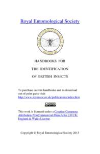 Royal Entomological Society  HANDBOOKS FOR THE IDENTIFICATION OF BRITISH INSECTS