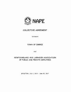 NAPE COLLECTIVE AGREEMENT between TOWN OF EMBREE