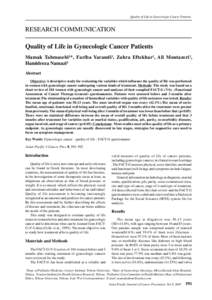 Quality of Life in Gynecologic Cancer Patients  RESEARCH COMMUNICATION