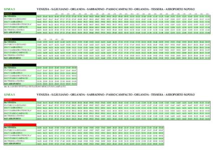 LINEA 5  VENEZIA - S.GIULIANO - ORLANDA - SABBADINO - PASSO CAMPALTO - ORLANDA - TESSERA - AEROPORTO M.POLO FERIALE 506 VENEZIA