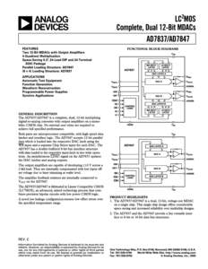 1 (V = +15 V  5%, V = –15 V  5%, AGNDA = AGNDB = DGND AD7837/AD7847–SPECIFICATIONS = O V. V = V = +10 V, R = 2 k, C = 100 pF [V connected to R AD7837]. All specifications T to T unless otherwise noted.) DD