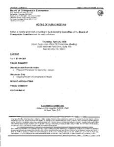 Board of Chiropractic Examiners - Notice of Public Meeting Materials