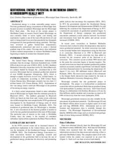 Geothermal Energy Potential in oktibbeha County:  Is Mississippi Really Hot?