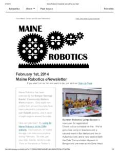 Maine Robotics Newsletter and call for your help! Subscribe