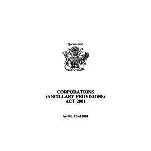 Queensland  CORPORATIONS (ANCILLARY PROVISIONS) ACT 2001