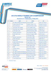 FIA WTCC Race of China / FIA WTCC Race of Brazil / World Touring Car Championship / Franz Engstler / Yvan Muller / Norbert Michelisz / Michel Nykjær / Auto racing / Motorsport / Touring car racing