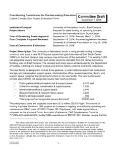 Coordinating Commission for Postsecondary Education Capital Construction Project Evaluation Form Institution/Campus: Project Name: Date of Governing Board Approval: