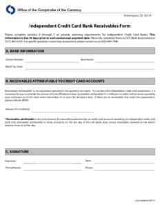 Independent Credit Card Bank Receivables Form