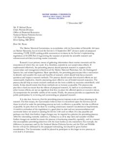 MARINE MAMMAL COMMISSION 4340 EAST-WEST HIGHWAY, ROOM 905 BETHESDA, MD[removed]December 2007 Mr. P. Michael Payne