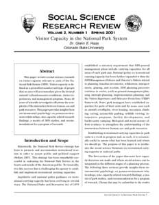 Social Science Research Review Volume 2, Number 1 Spring 2001