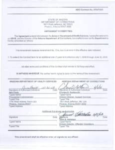 ADC Contract  No. 070072DC STATE OF ARIZONA DEPARTMENT OF CORRECTIONS