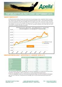 TOP SELECT PLUS FACT SHEET SEPTEMBER 2015 MARKTÜBERSICHT Im Berichtsmonat haben Ängste hinsichtlich der Auswirkungen eines möglichen Hard Landings der chinesischen Konjunktur auf die globale Weltwirtschaft die Finanz-