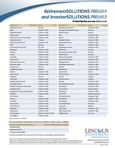 RetirementSOLUTIONS PREMIER and InvestorSOLUTIONS PREMIER 73 fund families and over 3,000 funds Fund Family  1